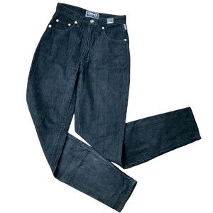 Vintage VERSACE Jeans Couture Women’s Stripped Black Corduroy Pants Size 24